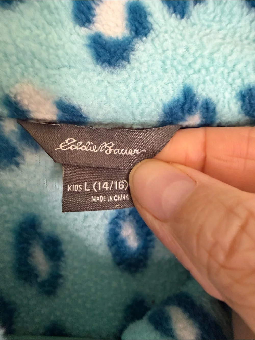Eddie Bauer Light Blue & Dark Blue Leopard Print Fleece Jacket
